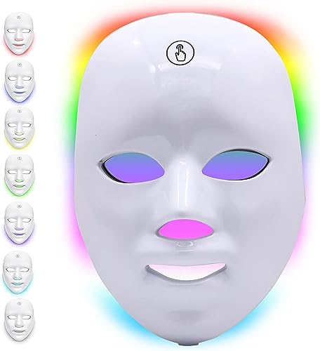 R A Products Wireless LED Face Mask Light Therapy - 7 Color LED Facial Skin Care Mask with Blue & Red Light for Acne Treatment | Korea PDT Technology for Acne Reduction | At-Home Photon Therapy for Clear Skin & Anti-Aging
