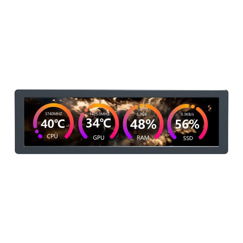 8.8 Inch USB Secondary Monitor for PC - 1920x480 IPS Screen with Type-C Interface, RGB Ambient Lighting, Space Gray | Perfect for Gaming Setup, Workstation & Multi-Tasking