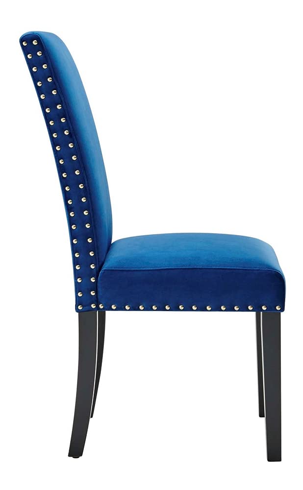 Modway Parcel Performance Velvet Dining Side Chairs Set of 2 - Navy Blue Velvet Upholstered Modern Kitchen Chairs for Dining Room, Breakfast Nook & Small Spaces