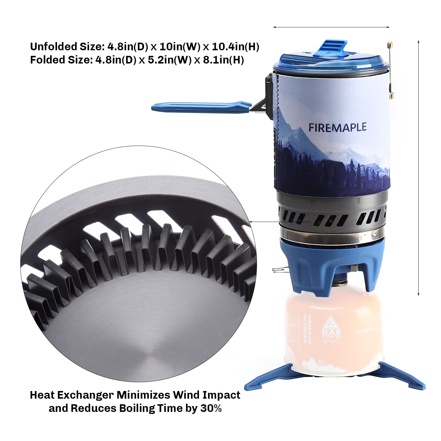 Fire Maple Polaris Portable Camping Gas Stove with Piezo Ignition - Compact Backpacking Stove for Hiking, Trekking & Bushcraft - Includes Pot Support & Stand - Perfect for Outdoor Cooking, Camping Trips & Emergency Preparedness (Blue)