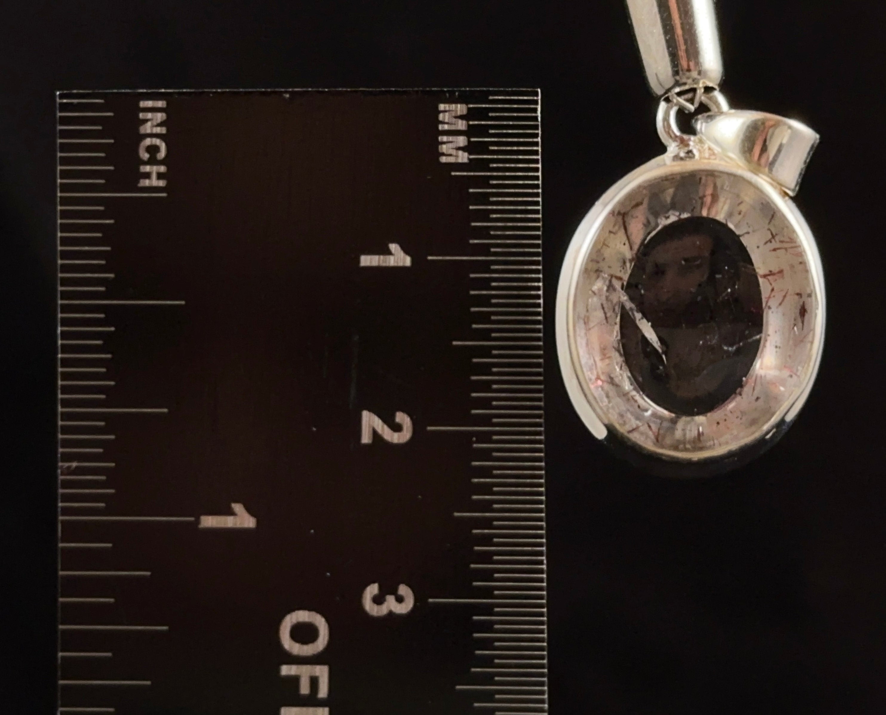 Rare Pink Fire Quartz Crystal Pendant - Covellite Crystal with Polished Finish in Open Back Sterling Silver Bezel (53865) | Elegant Jewelry for Special Occasions & Spiritual Healing