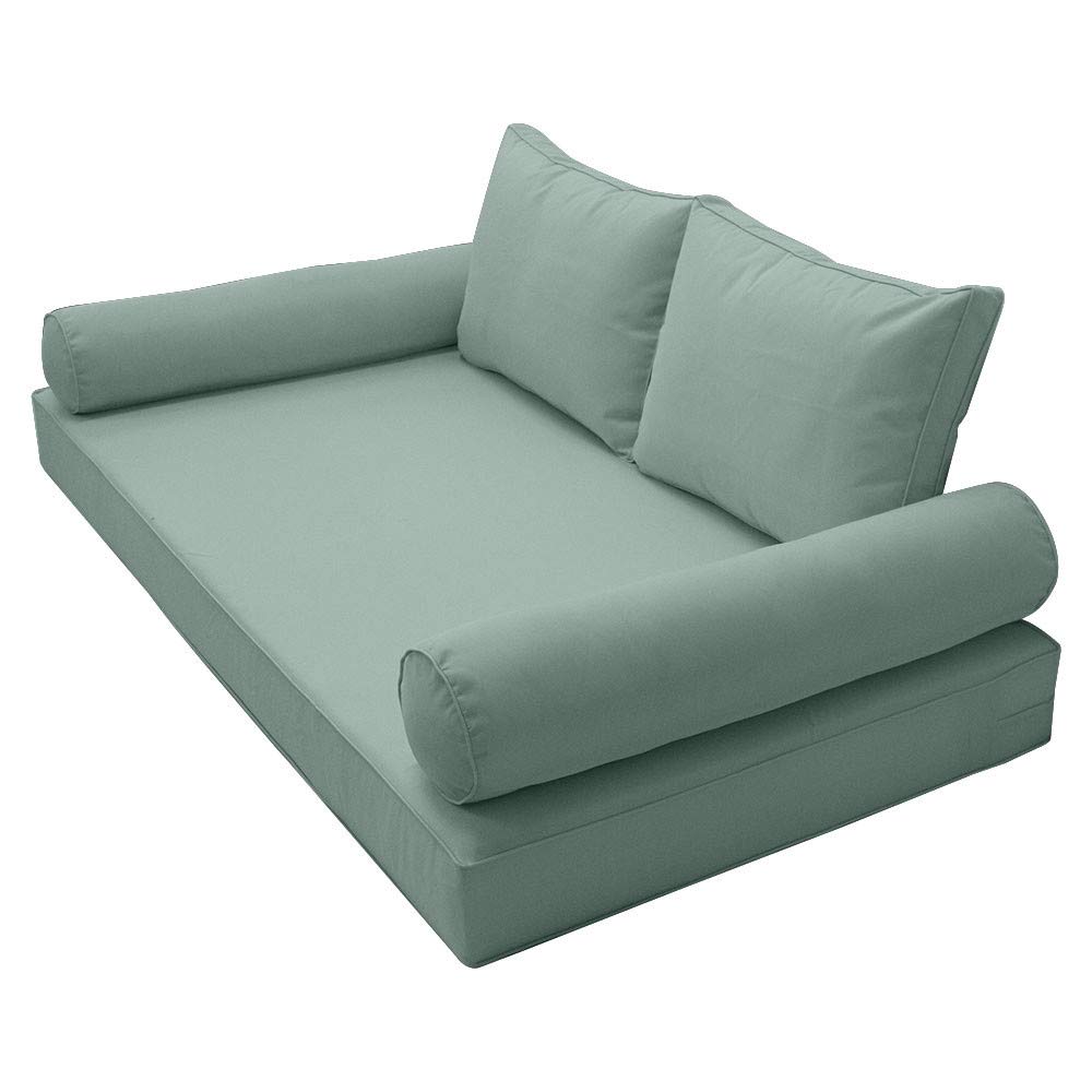 Prolinemax Outdoor Style 1 Twin-XL Piped Trim Daybed Mattress Bolster Pillow Fitted Cover - Waterproof & Breathable - Perfect for Patio, Sunroom, and Outdoor Furniture Protection