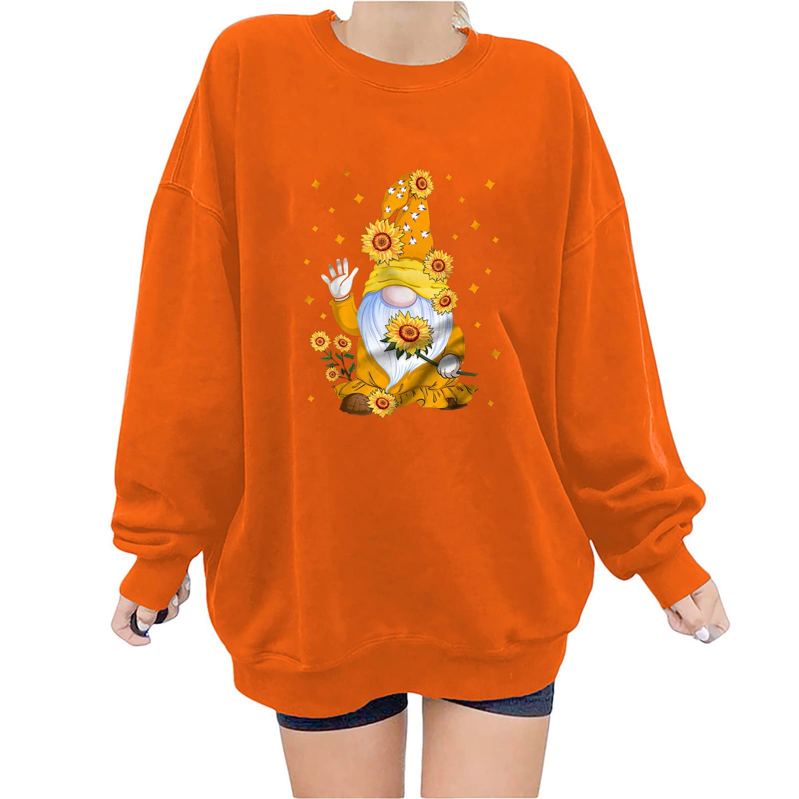 Women's Casual Long Sleeve Sweatshirt - Soft Crew Neck Pullover with Cute Print, Relaxed Loose Fit for Fall & Winter | Perfect for Daily Wear, Lounge, Travel & Outdoor Activities