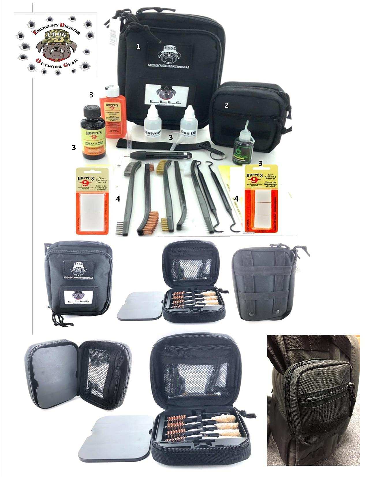 RangeMaster Elite EDC Bag Gun Cleaning Kit for Beretta 92 - Includes Schematic Mat (Exploded View), Hoppes No.9 Gun Oil, Solvent, Patches & Clenzoil CLP - 10-Piece Firearm Maintenance Set for Handgun Cleaning & Range Day Essentials