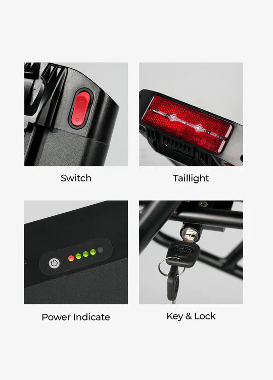 Rear Rack Battery with 13Ah Capacity - Compatible with Engine Pro & Engine X E-Bikes | Perfect for Extended Commutes & Outdoor Adventures
