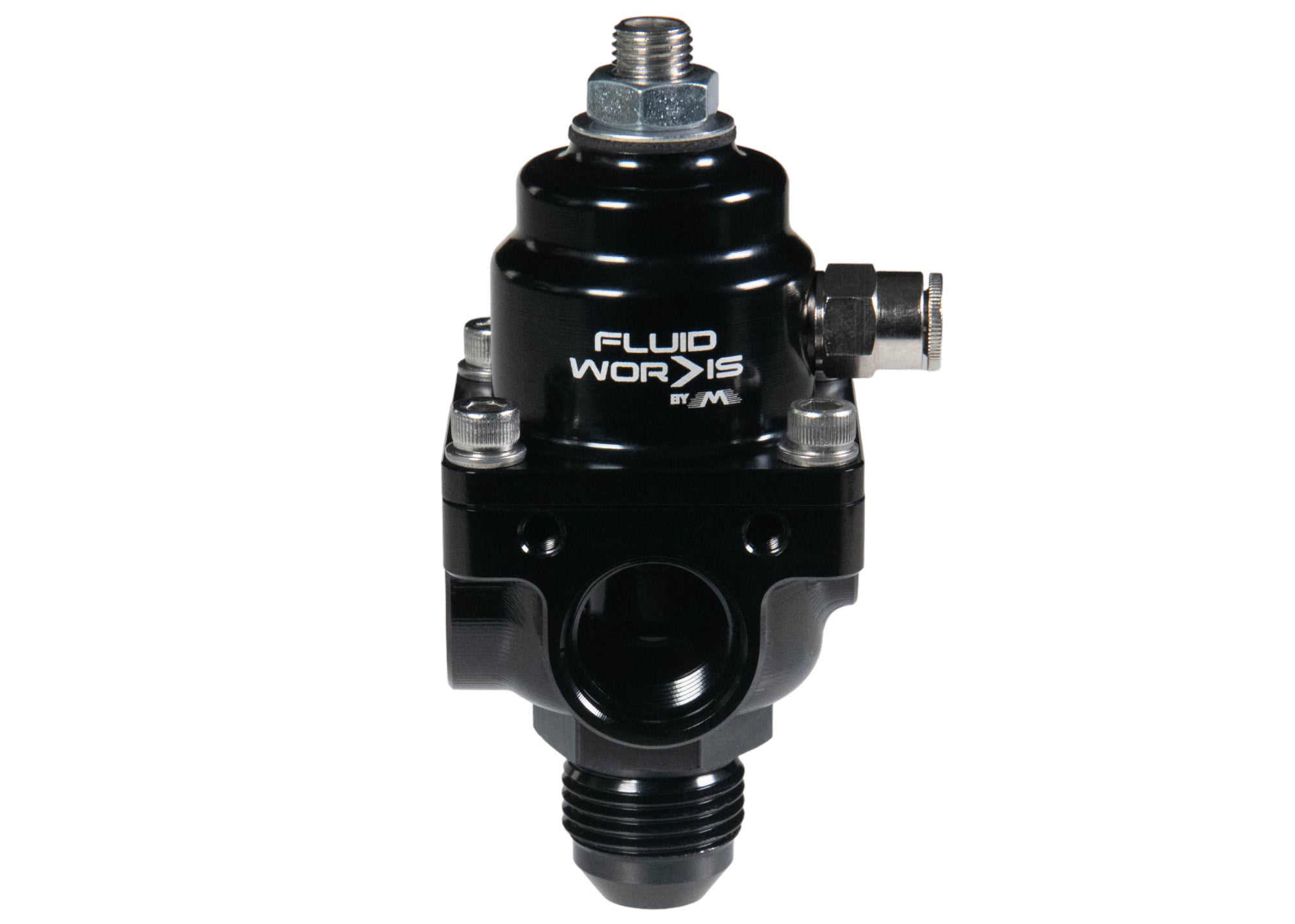 Fluidworks 1-10 GPM Fuel Pressure Regulator 35-70 PSI with 90 Degree Fittings - Ideal for Automotive Fuel Systems, Marine Engines & Industrial Applications