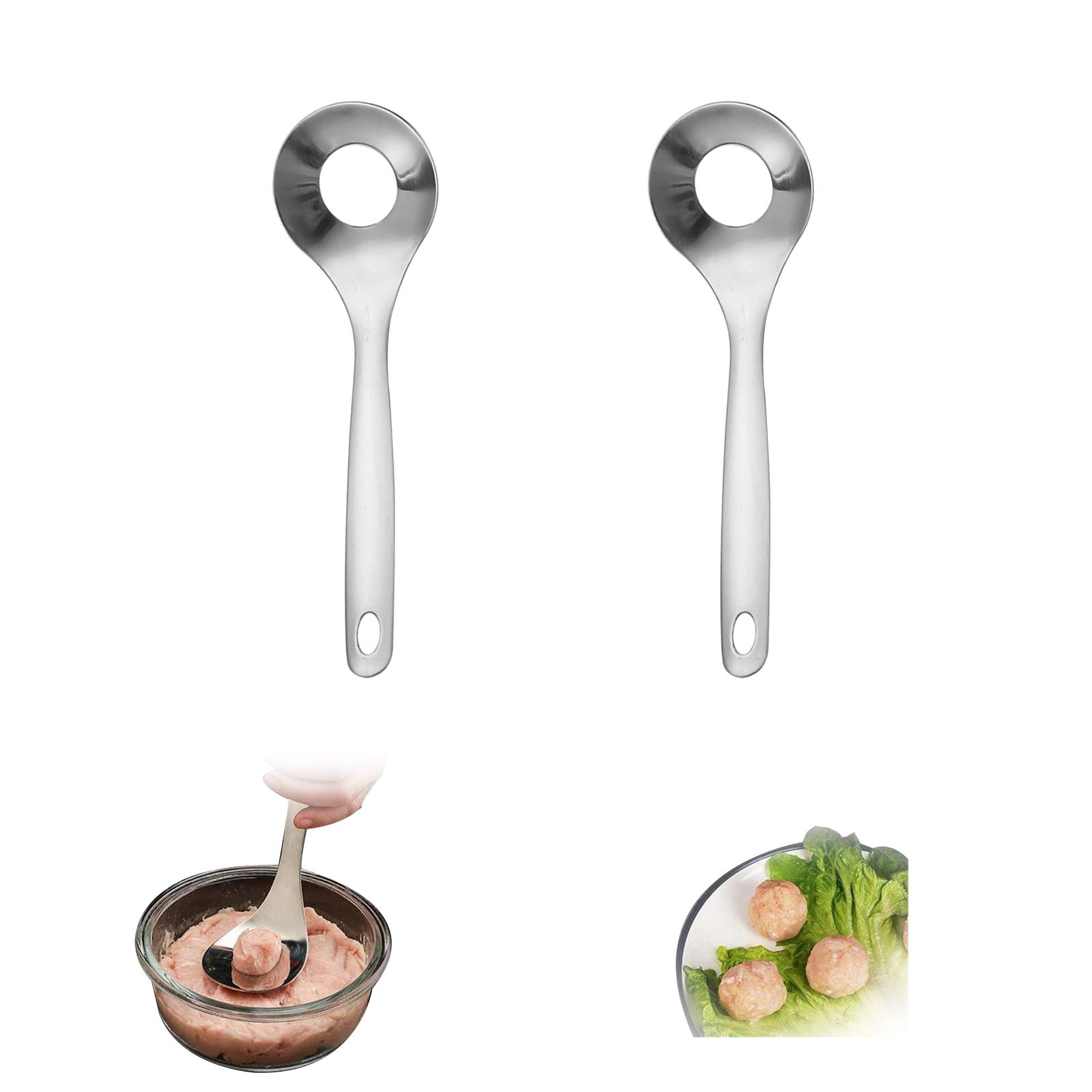 2 Pack Stainless Steel Melon Baller Scoop - Perfect for Making Meatballs, Rice Balls, Ice Cream, Fruit & Chocolate Balls - Ideal for Kitchen, Catering & Party Food Prep