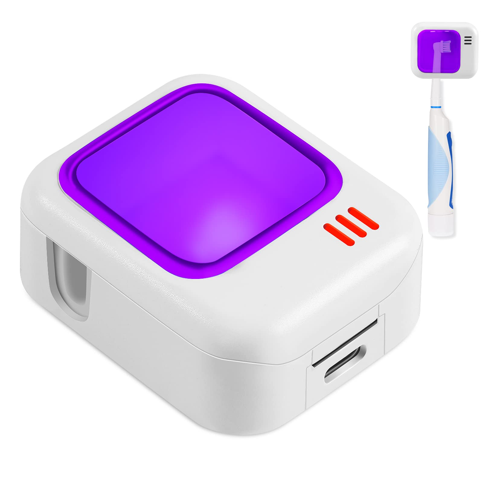 UV Toothbrush Sanitizer Case - Portable Toothbrush Sterilizer with 99.99% Germicidal Effect for Electric & Manual Toothbrushes | Travel, Bathroom & Home Hygiene Essential - White