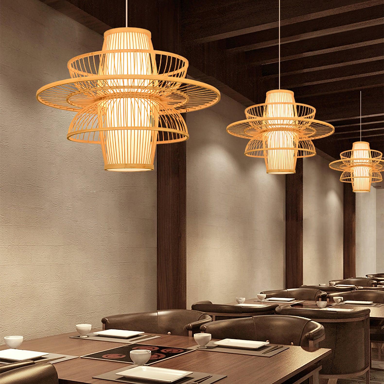 Handmade Sigyn Bamboo Pendant Light - Natural Eco-Friendly Hanging Lamp for Living Room, Bedroom, or Dining Room Decoration