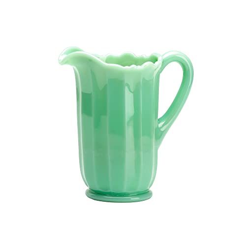 Vintage Jadeite Glass Pitcher - Mosser Glass 5-Cup Paneled Pitcher for Iced Tea, Lemonade & Cocktails - Retro Kitchen & Barware for Home & Restaurant Use