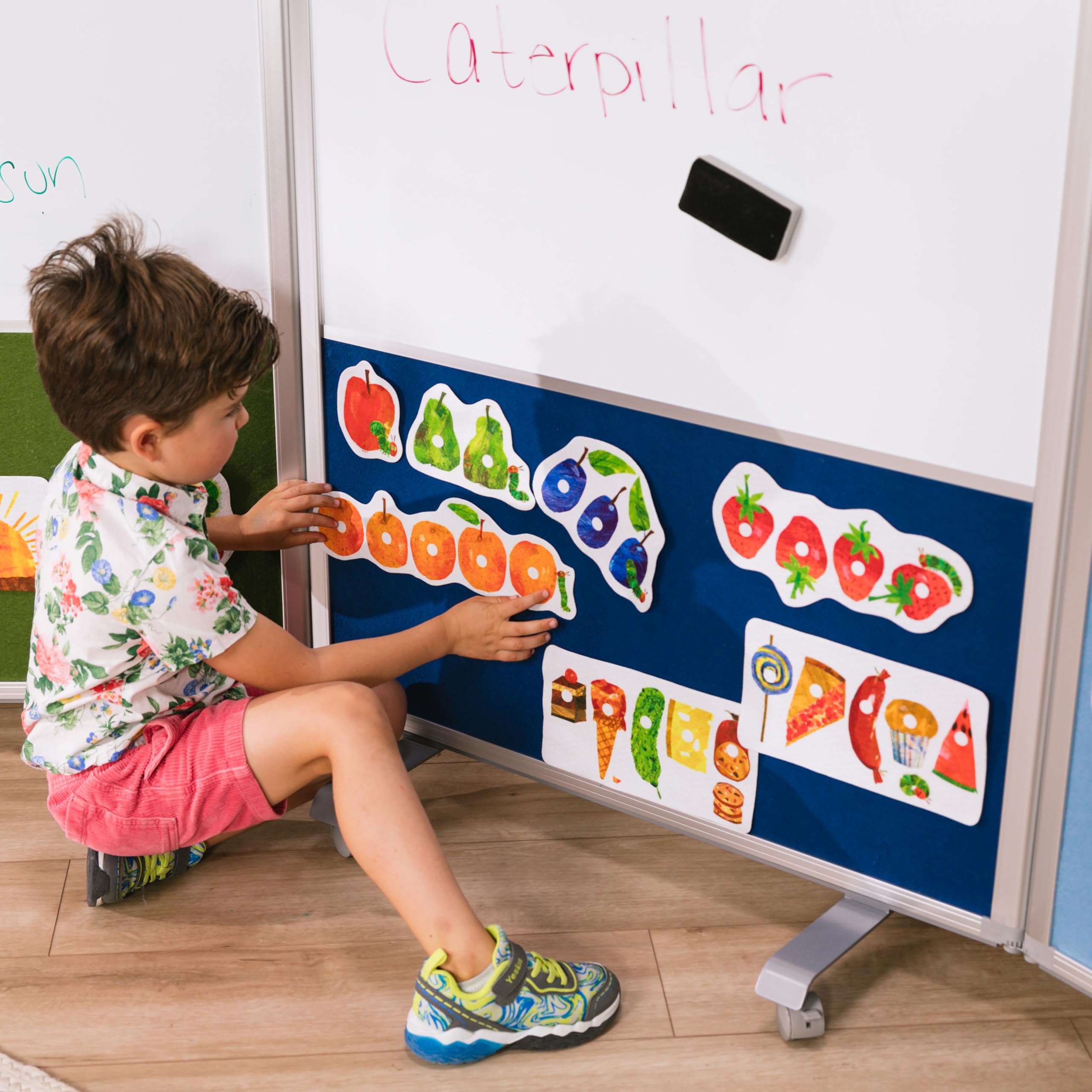 ECR4Kids 3-Panel Mobile Dry-Erase & Flannel Room Divider for Classrooms - School Supplies in Earth Tones - Perfect for Classroom Organization, Study Areas & Playroom Dividers