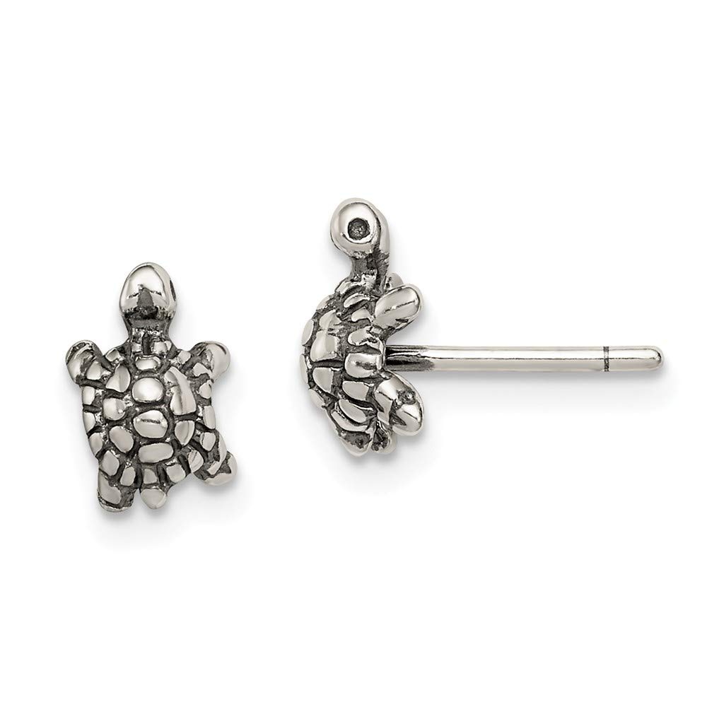 Antiqued Sterling Silver Turtle Stud Earrings for Women - Handmade Jewelry for Casual Wear, Gifts & Everyday Fashion