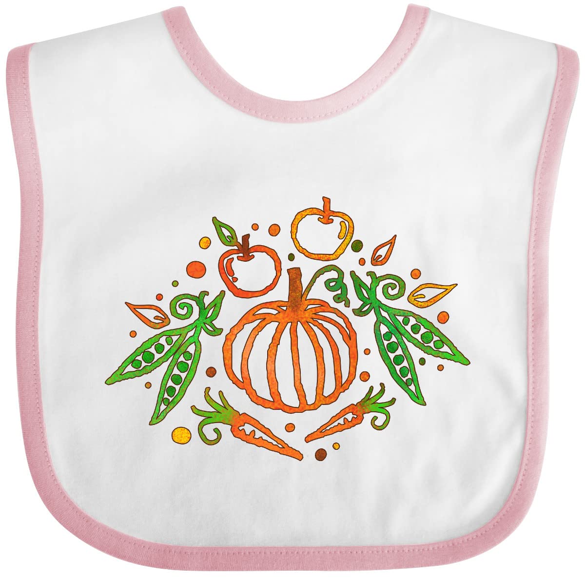 Inktastic Thanksgiving Pumpkin Vegetables Fruit Harvest Baby Bib - Soft Cotton Drool Bib for Infants & Toddlers, Cute Holiday Feeding Bib for Baby Boys & Girls, Perfect for Thanksgiving Dinner & Family Gatherings