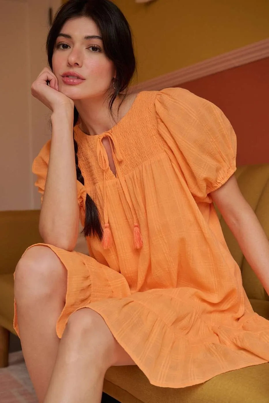 Breathable Gauze Short Sleeve Mini Dress for Women - Summer Beach Cover Up, Boho Chic Vacation Outfit, Pool Party Dress