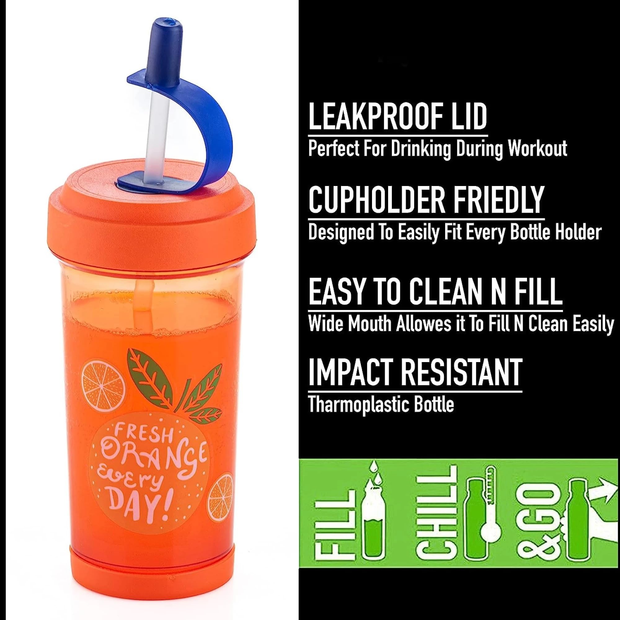 Magic Plus 700ml Juice Tumbler with Lid & Straw - Leakproof Kids Water Bottle, Fun Spill-Proof Sipper Cup for Smoothies, Juice & Drinks - Perfect Gift for Children, School, Picnics & Outdoor Activities (Green)