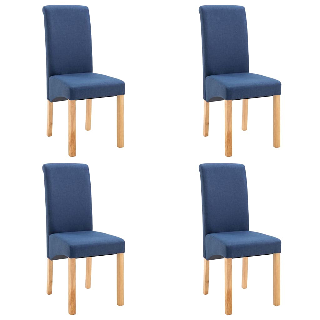 Modern Dining Chairs Set of 4 - High Back Padded Kitchen & Dining Room Chairs with Blue Fabric Upholstery - Comfortable Side Chairs for Home, Restaurant, Cafe & Office Use