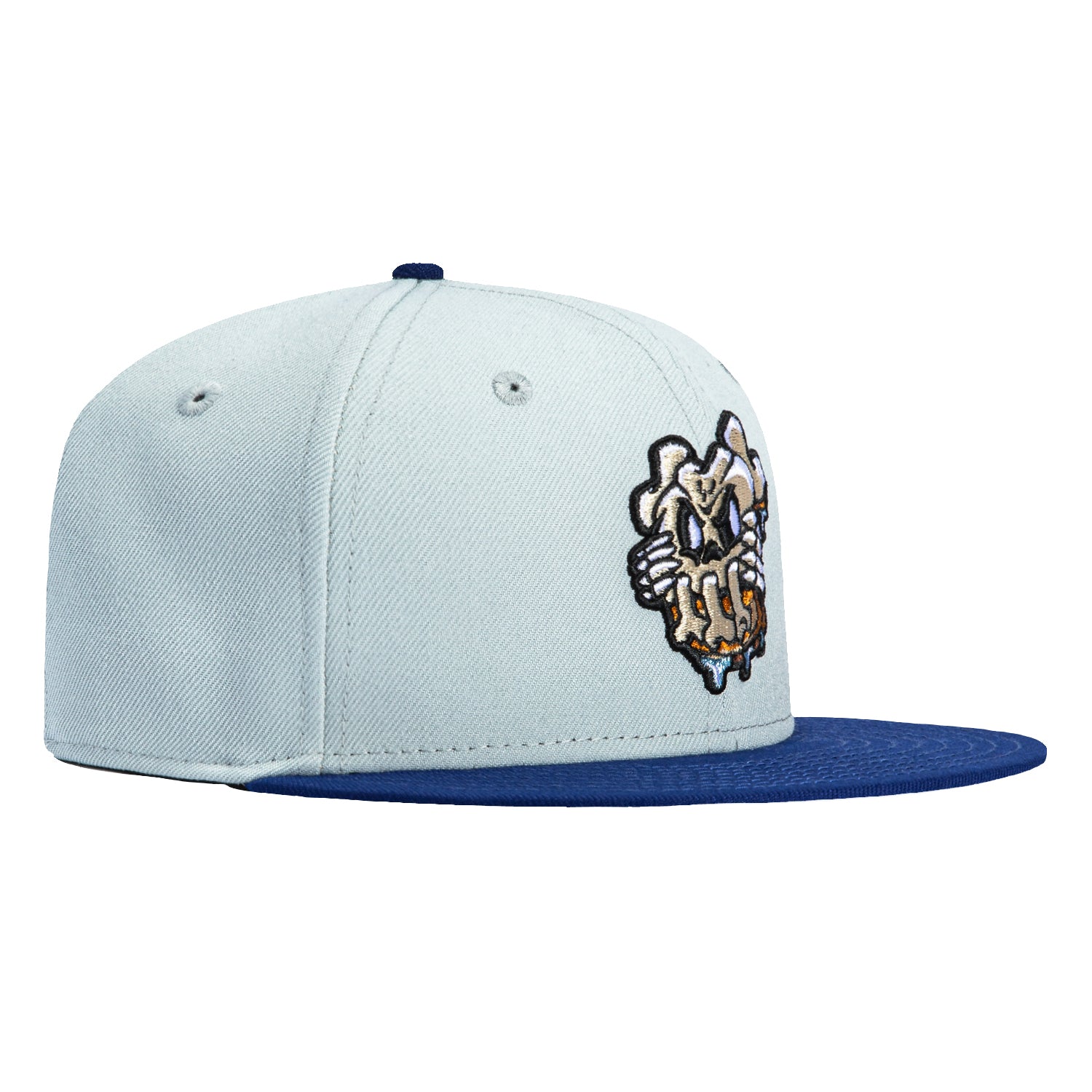 New Era 59Fifty PBJ Bones Mask Snapback Hat - Grey & Royal Blue Adjustable Baseball Cap for Men & Women | Perfect for Sports, Streetwear Fashion & Casual Outfits