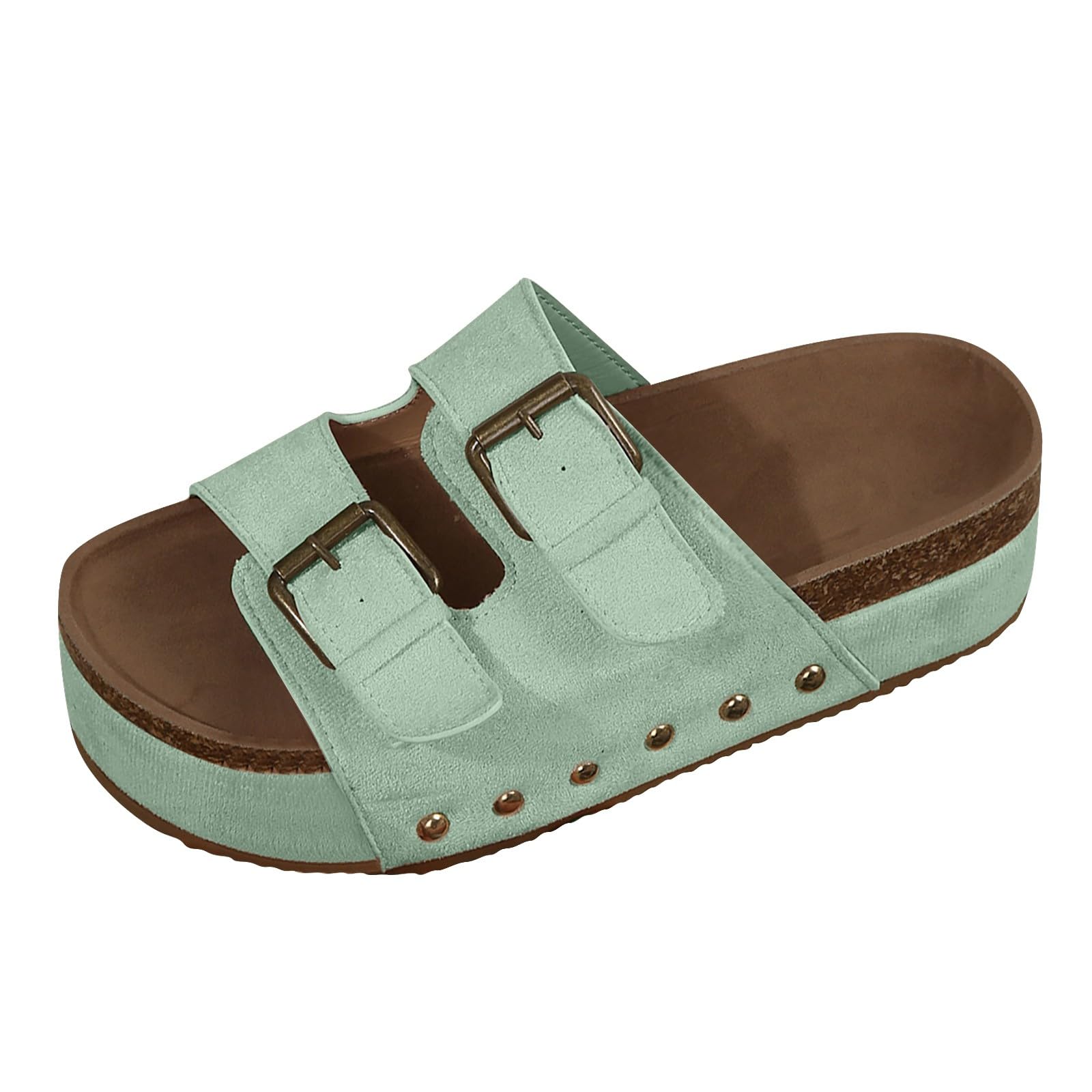 Women's Leather Wedge Sandals with Open Toe & Foam Insole - Comfortable Platform Sandals with Adjustable Straps - Lightweight Summer Footwear for Casual Outings, Beach Trips, and Date Nights