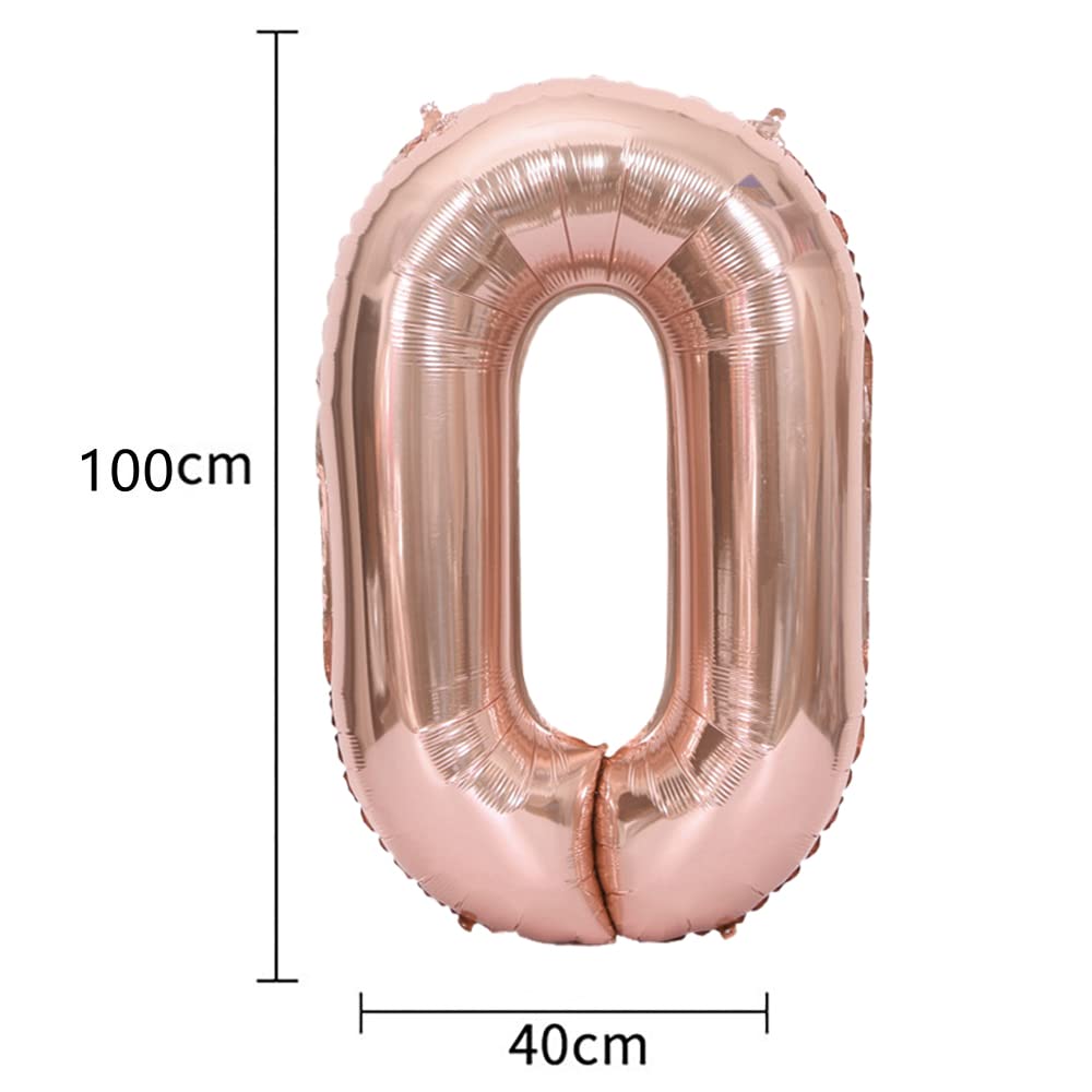 100th Birthday Party Decorations Set - Happy Birthday Banner, Rose Gold Helium Balloons (100 Years Old Theme) - Includes Latex & Foil Number 100 Balloons for Milestone Celebrations - Perfect for Grandparents Anniversary, Retirement Parties & Centenarian Birthday Decor