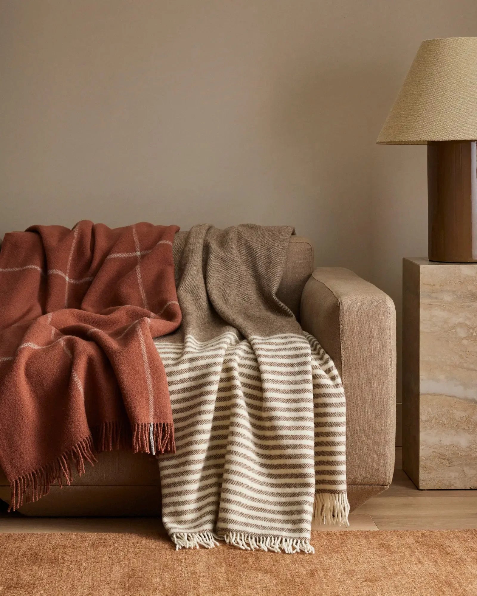 Ranfurly Soft Earth-Tone Throw Blanket - Cozy & Warm for Living Room, Bedroom, or Outdoor Use