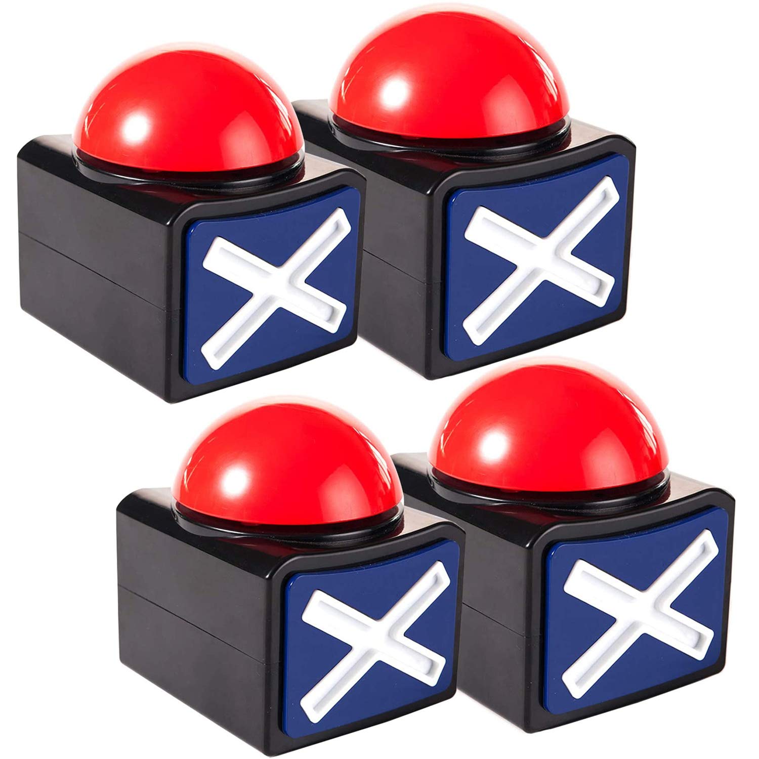 4-Pack Game Answer Buzzers with Lights & Sound - Quiz Buzzer for Trivia, Talent Shows & Family Feud Board Games - Perfect for Game Nights, Classroom Activities & TV Show-Style Competitions