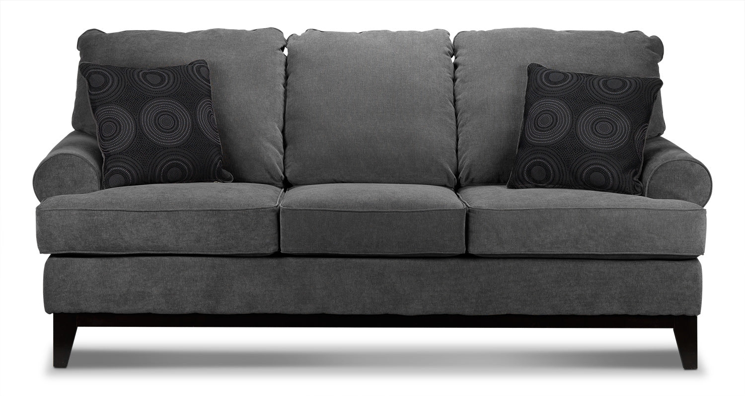 Crizia Full Size Convertible Sofa Bed - Dark Grey Fabric for Small Spaces, Guest Room & Studio Apartments