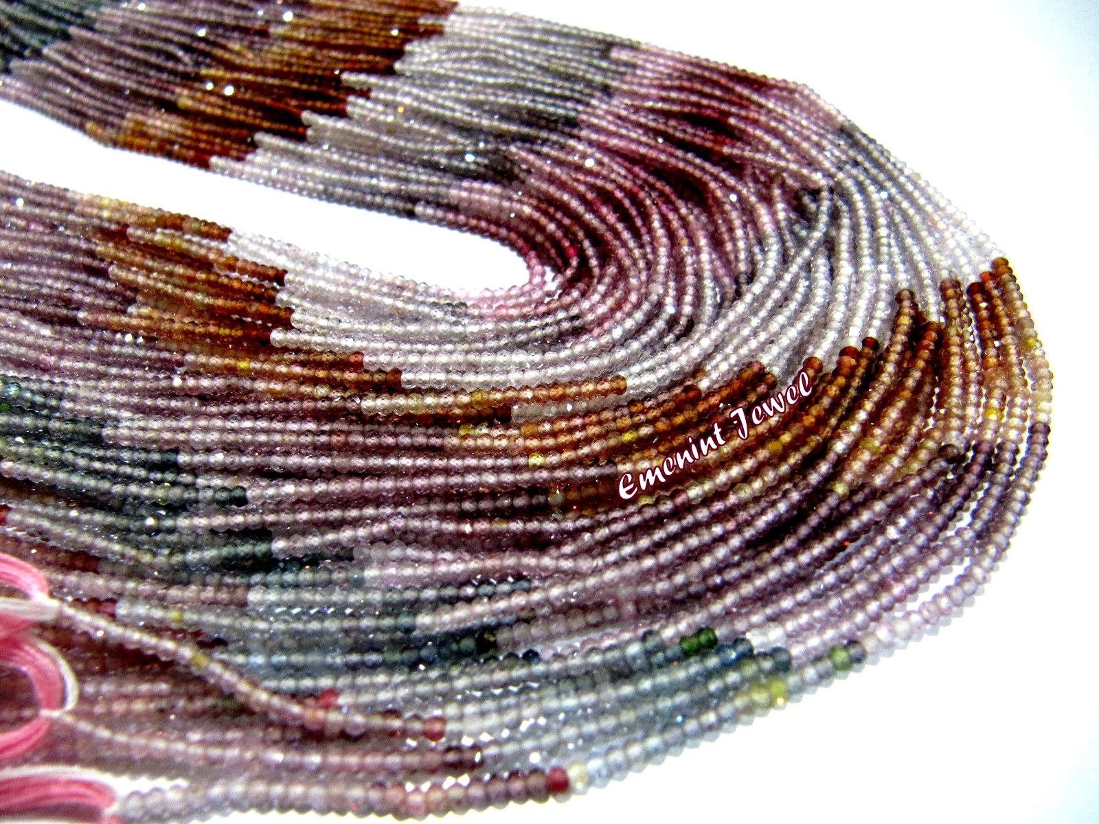 Natural Multi Spinel 2mm Faceted Beads - 13 Inch Strand of Diamond Cut Gemstone Beads for Jewelry Making, DIY Bracelets, Necklaces & Craft Projects