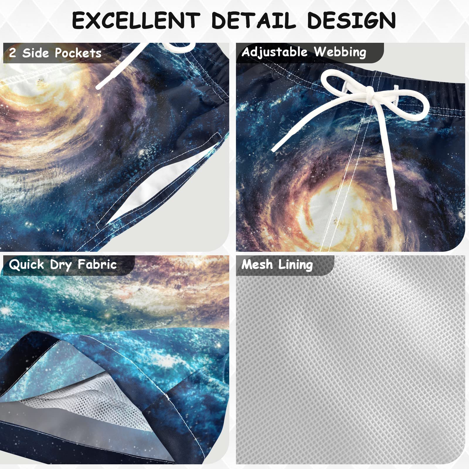 Blue Spiral Galaxy Swim Trunks for Toddler Boys - Beach & Pool Swimwear