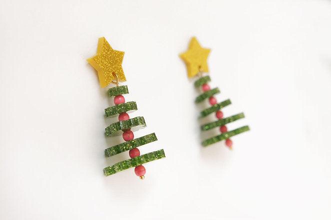 Laliblue Christmas Tree Earrings - Festive Holiday Jewelry for Women, Dainty Drop Dangle Earrings for Christmas Party & Gift Giving