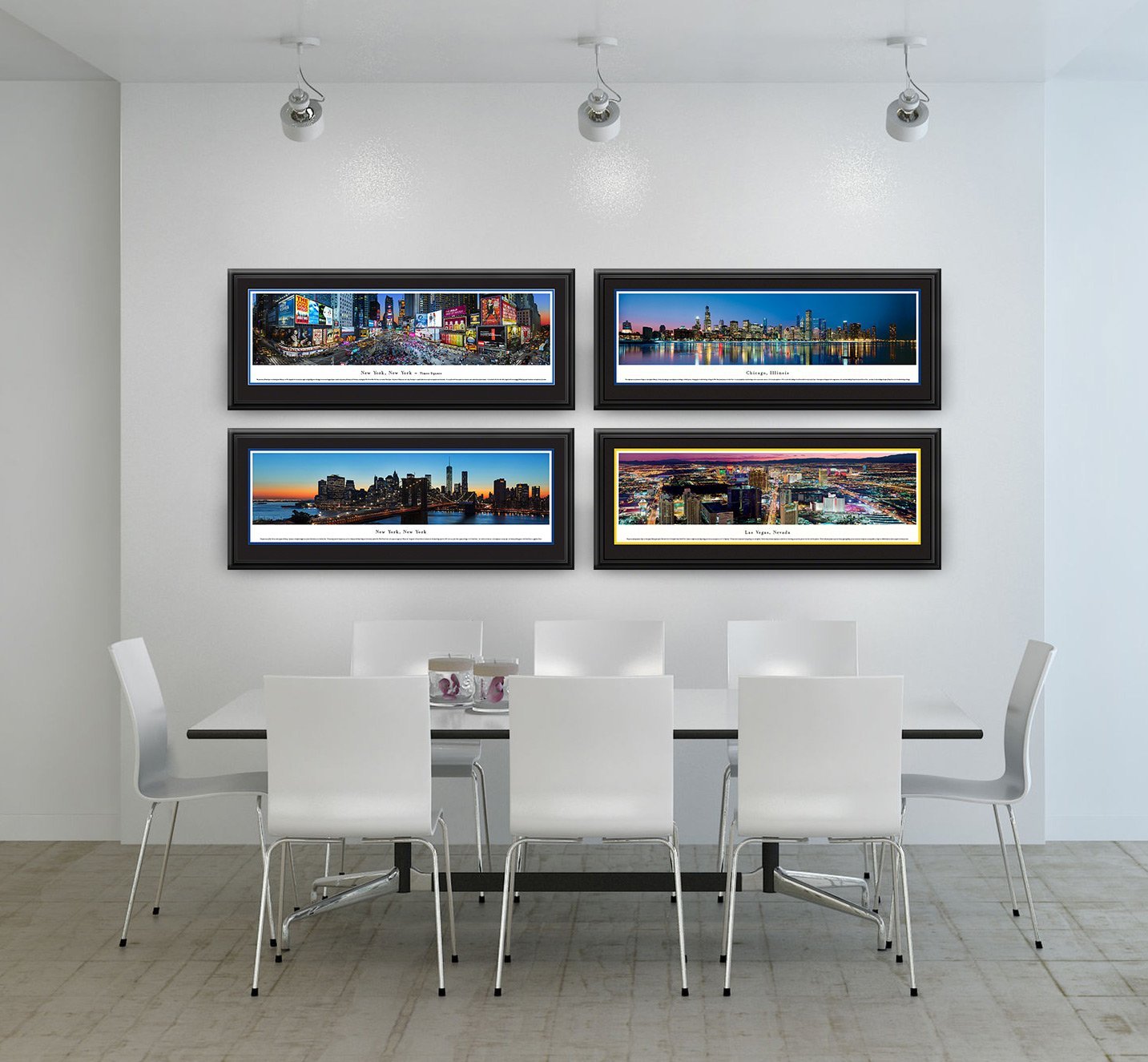 Blakeway Worldwide Panoramas Boston Massachusetts Skyline Poster - Premium Deluxe Framed Wall Art with Double Mat for Home & Office Decor