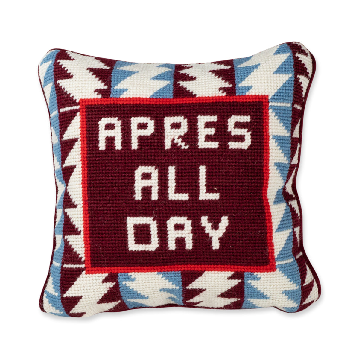 Cozy Apres Ski Needlepoint Pillow - Handmade Winter Decor for Cabin, Lodge & Home - Perfect for Fireplace Lounging & Holiday Gifting