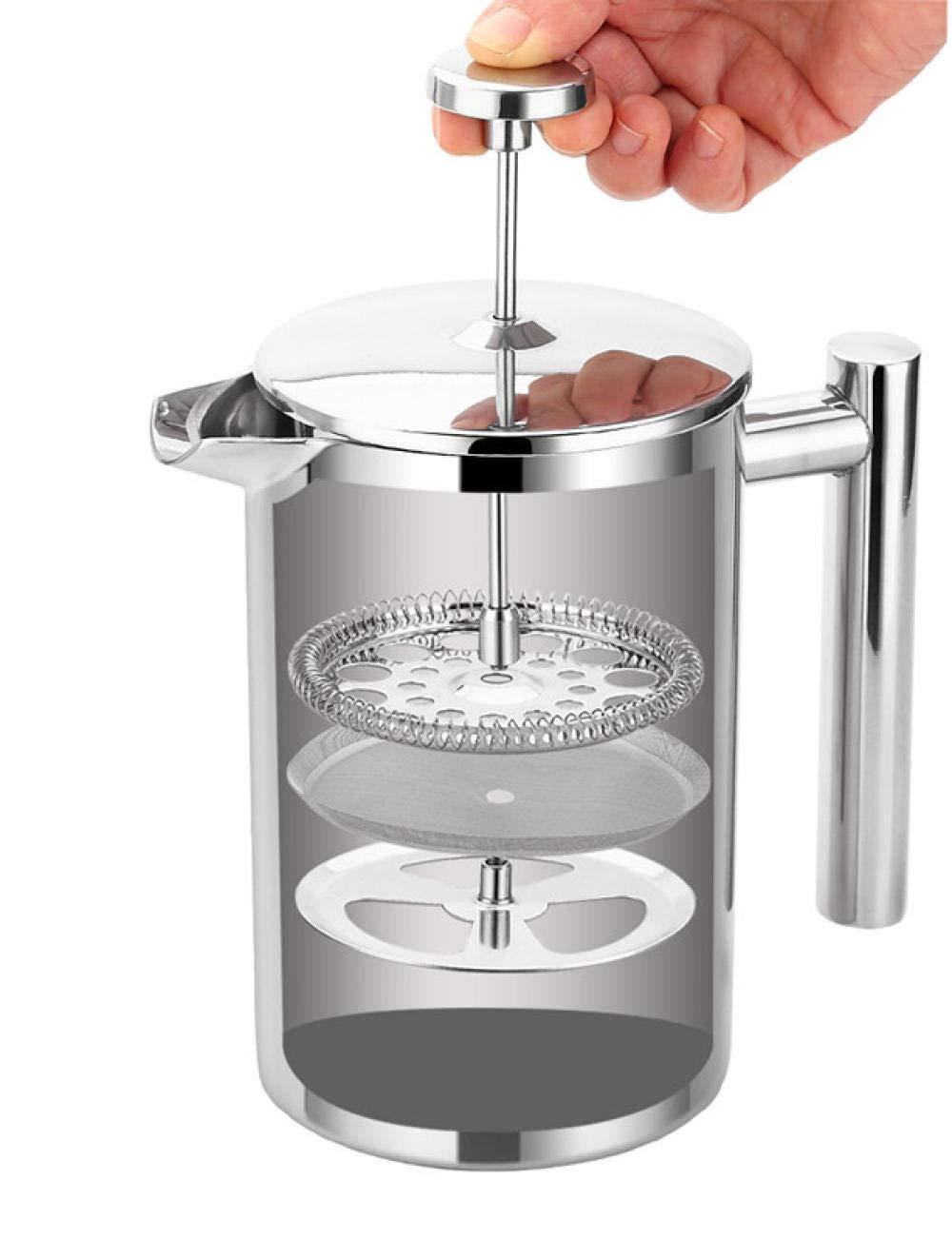 Premium 1L French Press Coffee Maker - Stainless Steel Plunger & Mesh Filter for Rich, Smooth Coffee & Tea | Ideal for Home, Office & Camping Brewing