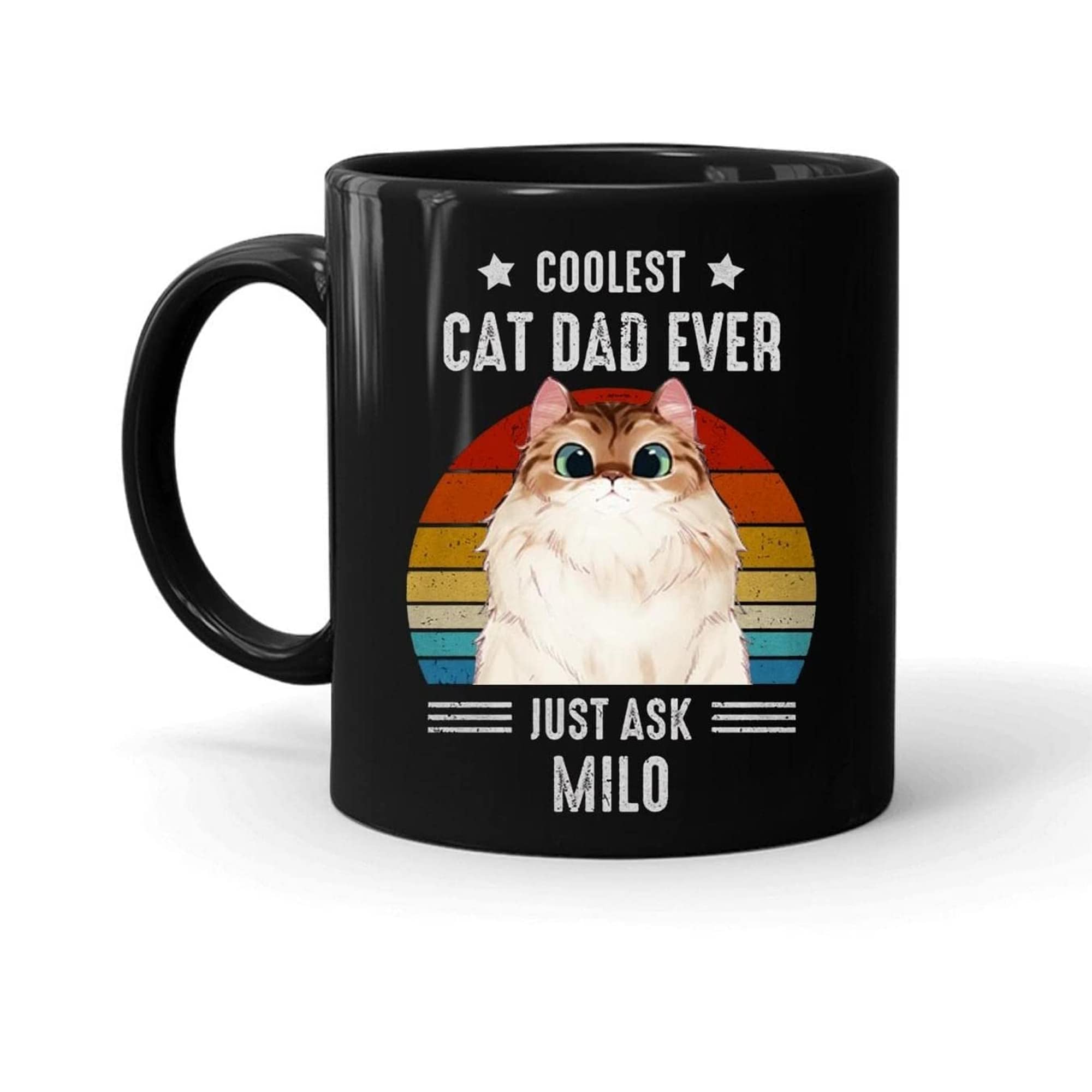 Personalized Best Cat Dad Ever Black Mug Tumbler 20oz - Custom Pet Lover Coffee Cup for Cat Owners - Perfect Gift for New Cat Parents, Father's Day, Birthday & Pet Reveal Parties - Ideal for Coffee, Tea & Office Use