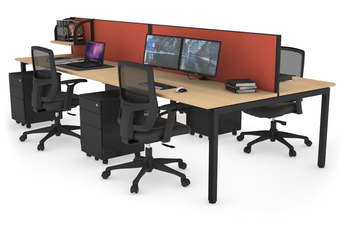 Quadro Square Legs 4-Person Office Workstation Desk - 1800mm x 700mm (71