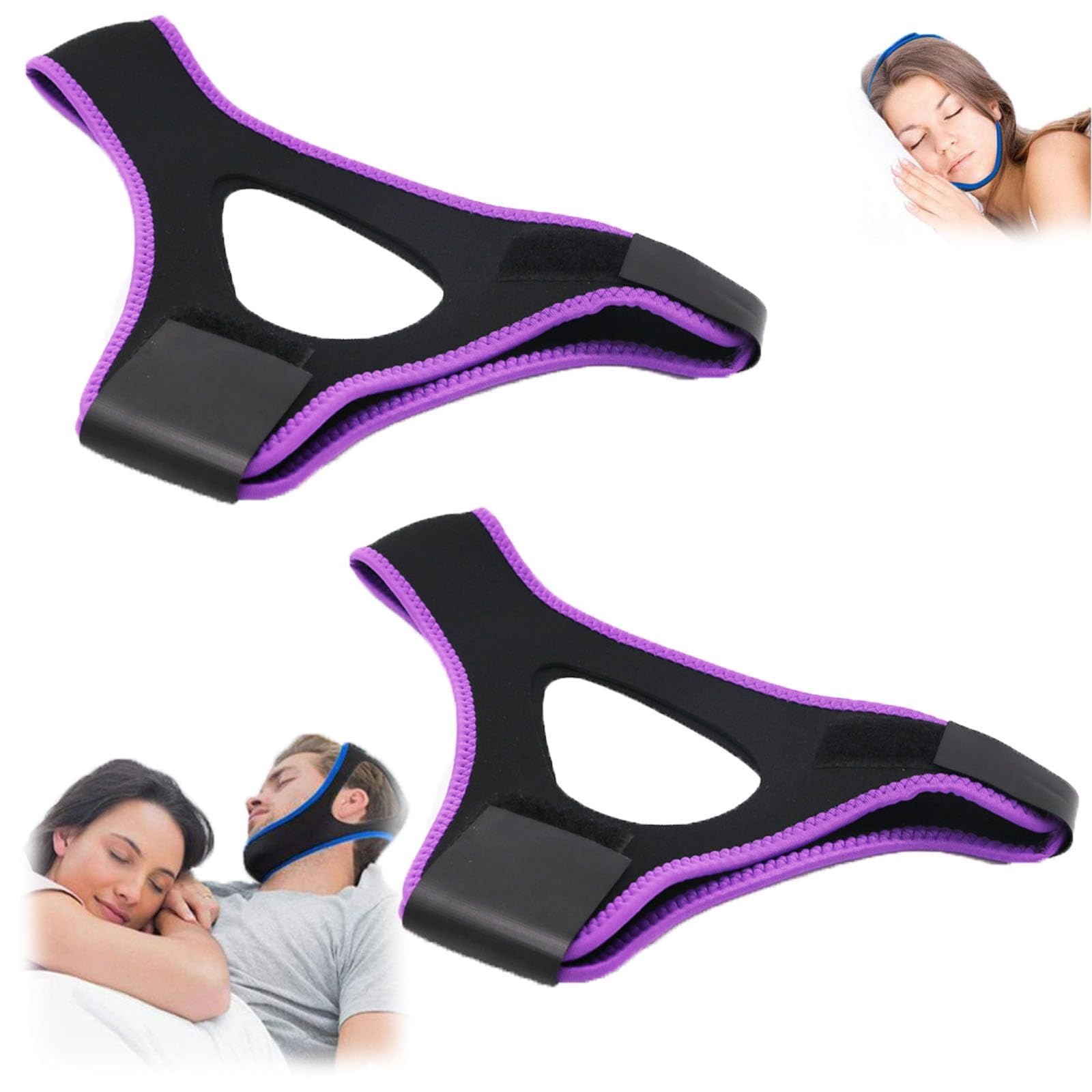 Veralabs Airflow Jaw Strap 2024 - 2 Pack Purple Mouth Tape for Sleeping, Anti-Snoring Chin Strap, Breathable Nighttime Mouth Closure Solution - Perfect for Sleep Apnea Relief & Better Breathing at Night