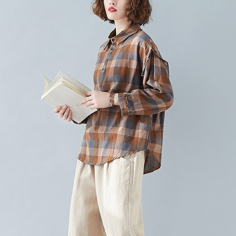 Plus Size Check Shirt for Women - Stylish & Comfortable Flannel Shirts for Curvy Ladies - Perfect for Casual Outfits & Layering in Fall/Winter