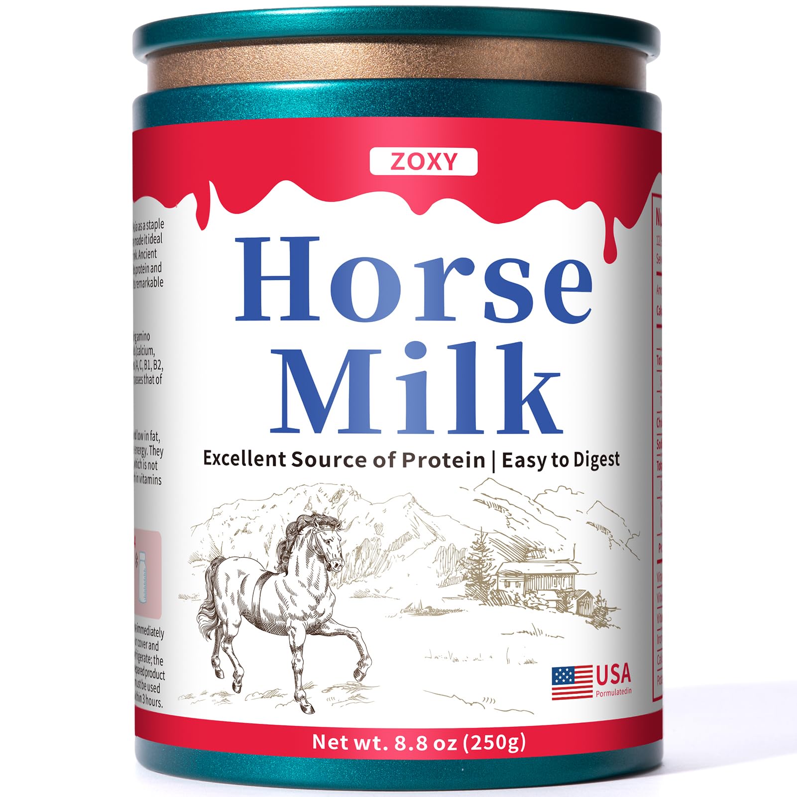 Pure Organic Horse Milk Powder 250g - 100% Natural, Halal Certified, Rich in Whey Protein | Hypoallergenic Alternative to Camel, Goat & Cow Milk | Immune System Booster | Great for Lactose Intolerance, Baby Formula & Healthy Digestion