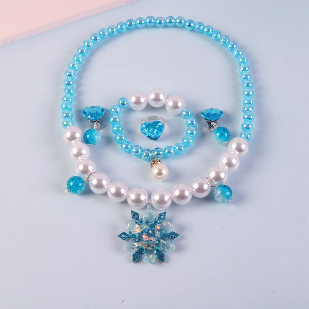 Princess Elsa Cosplay Wig Set - Long Braided Hair with Necklace, Bracelet, Earrings & Hair Clips | Disney Frozen Dress Up Costume Accessories for Girls Birthday & Halloween Parties