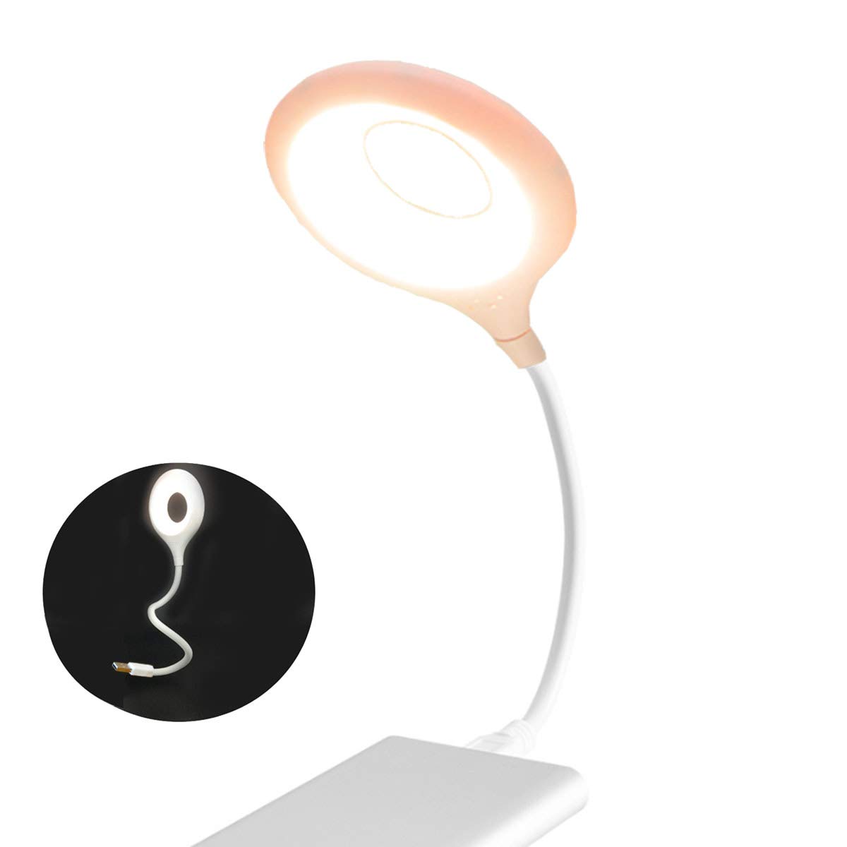 USB LED Desk Lamp - Portable Eye-Caring Table Light for Study, Reading, Computer & Laptop Use | Adjustable Brightness for Home Office, Dorm Room & Night Work (Pink)