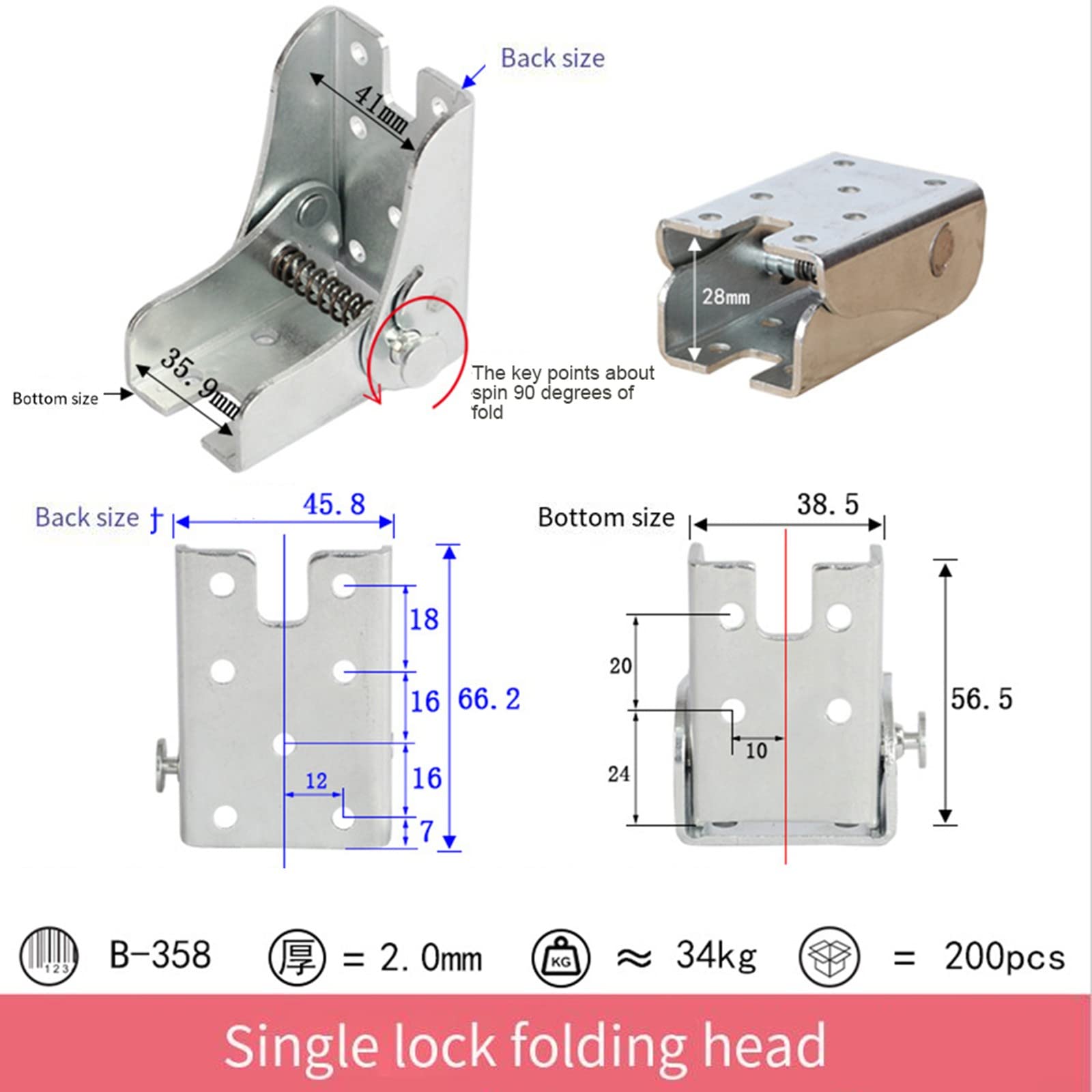 Oniissy 90-Degree Self-Locking Folding Invisible Hinges - Heavy Duty for Sofa Beds, Foldable Furniture & Home Decor | Perfect for Space-Saving Furniture Solutions
