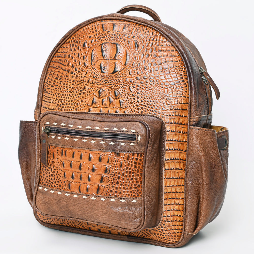 ADBG1154 American Darling Genuine Leather Women's Backpack - Crocodile Embossed Western Style Purse & Handbag for Work, Travel & College Campus