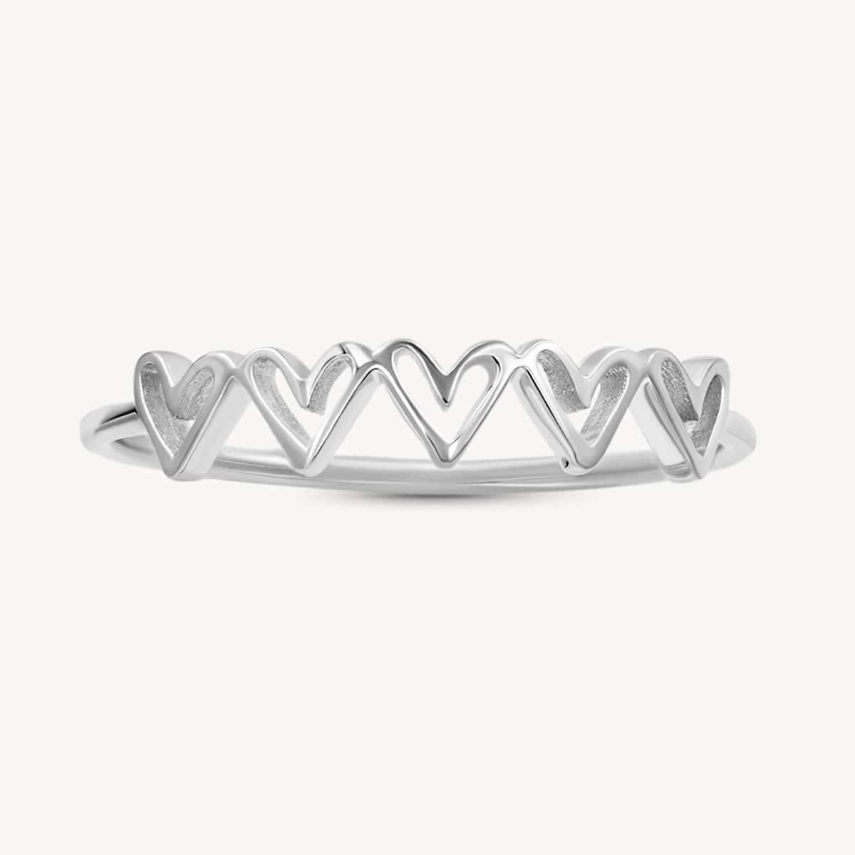Five Hearts Ring - Elegant Stackable Rings for Women, Perfect for Valentine's Day Gifts & Anniversary Jewelry | Ideal for Romantic Dates, Proposals, and Special Occasions