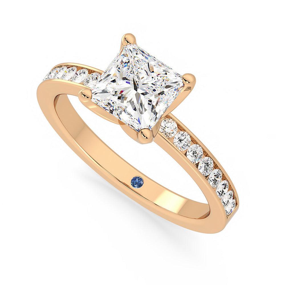 1.5ct Princess Cut Moissanite Engagement Ring for Women - 14K White Gold Hidden Anniversary Stone & Channel Set Side Stones - Perfect for Proposals, Anniversaries, and Special Occasions