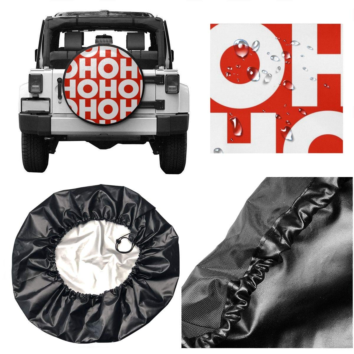 17 Inch Waterproof Merry Christmas Alphabet Letter Tire Covers - Red & White Spare Wheel Covers for Trucks & SUVs | Perfect for Holiday Road Trips & Festive Vehicle Decorations