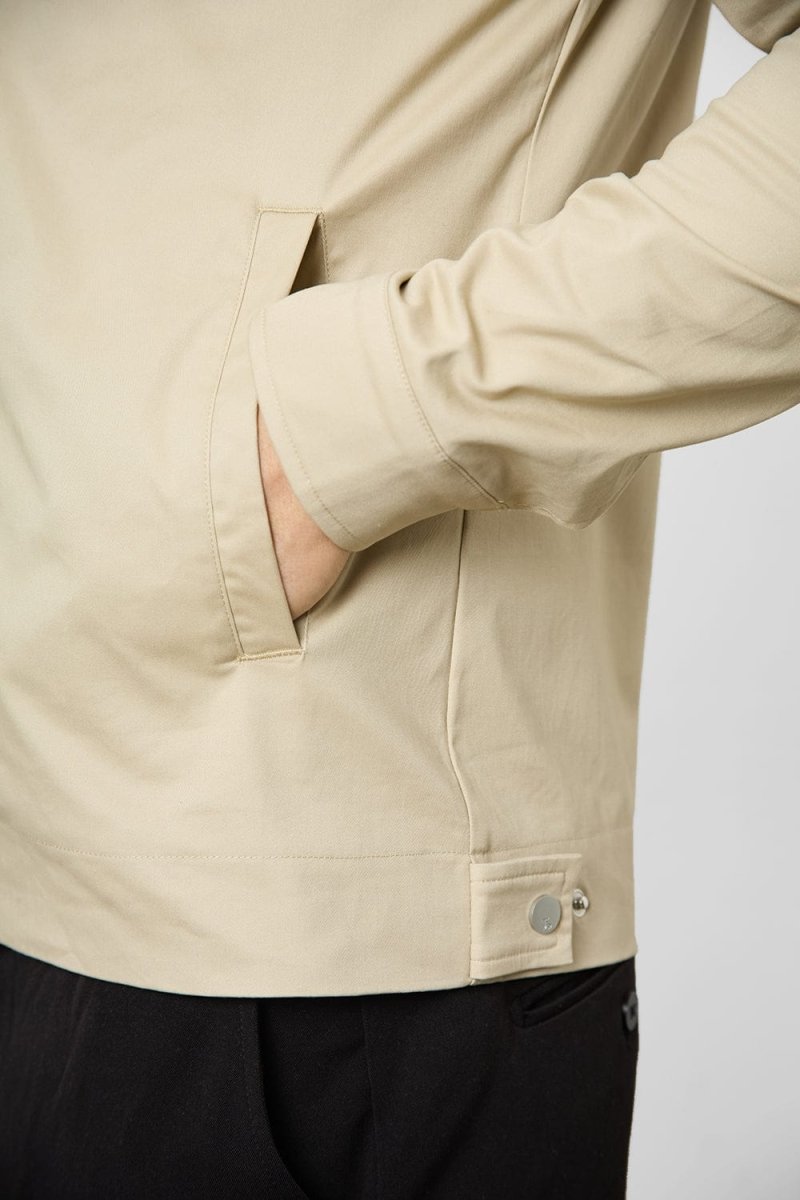 Premium Cotton Blend Harrington Jacket in Stone - Stylish & Comfortable Men's Outerwear for Casual Wear, Work & Outdoor Activities