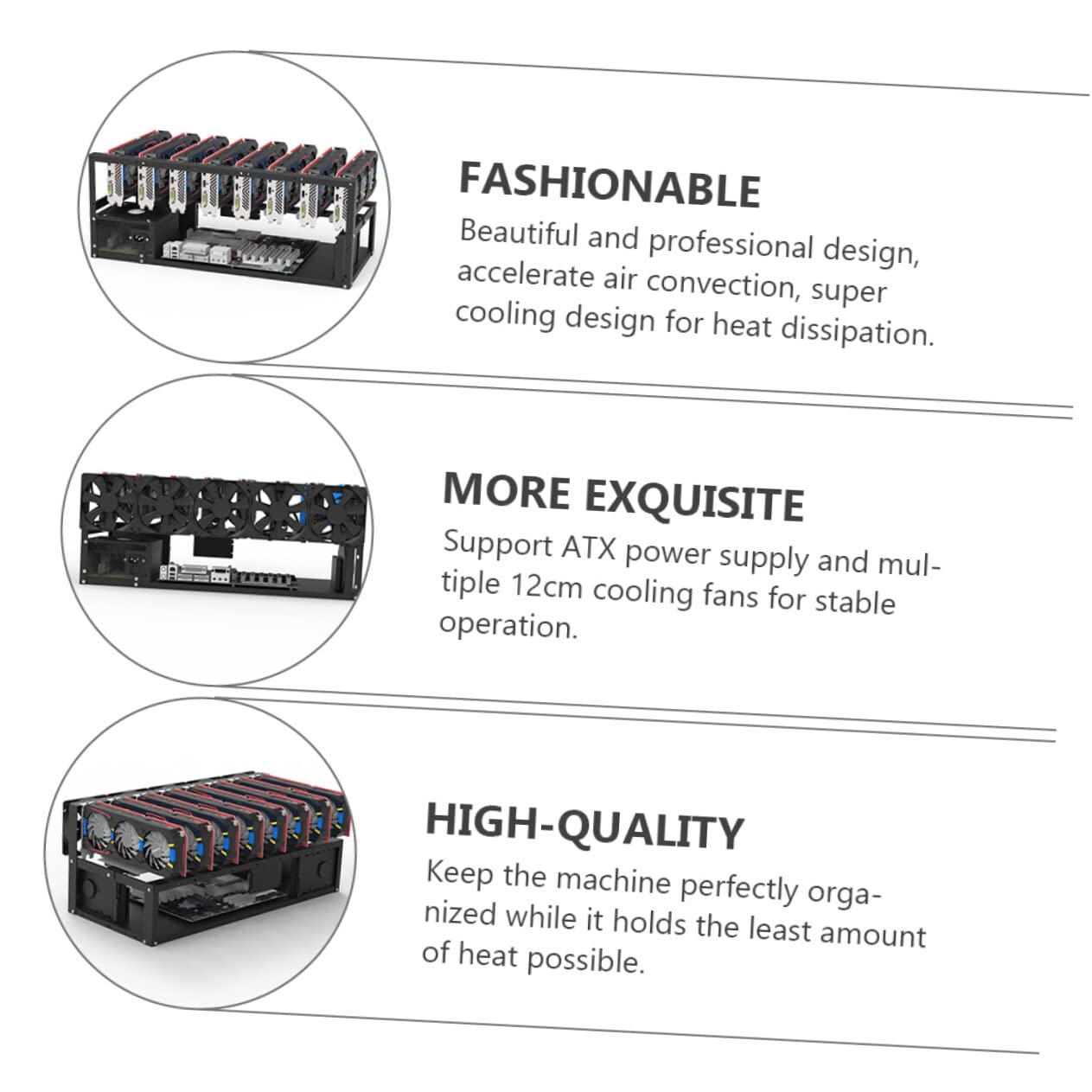 Lurrose Open Air Mining Rig Case - ETC & GPU Compatible Computer Bracket with High Reliability Storage | Perfect for Cryptocurrency Mining & PC Builds