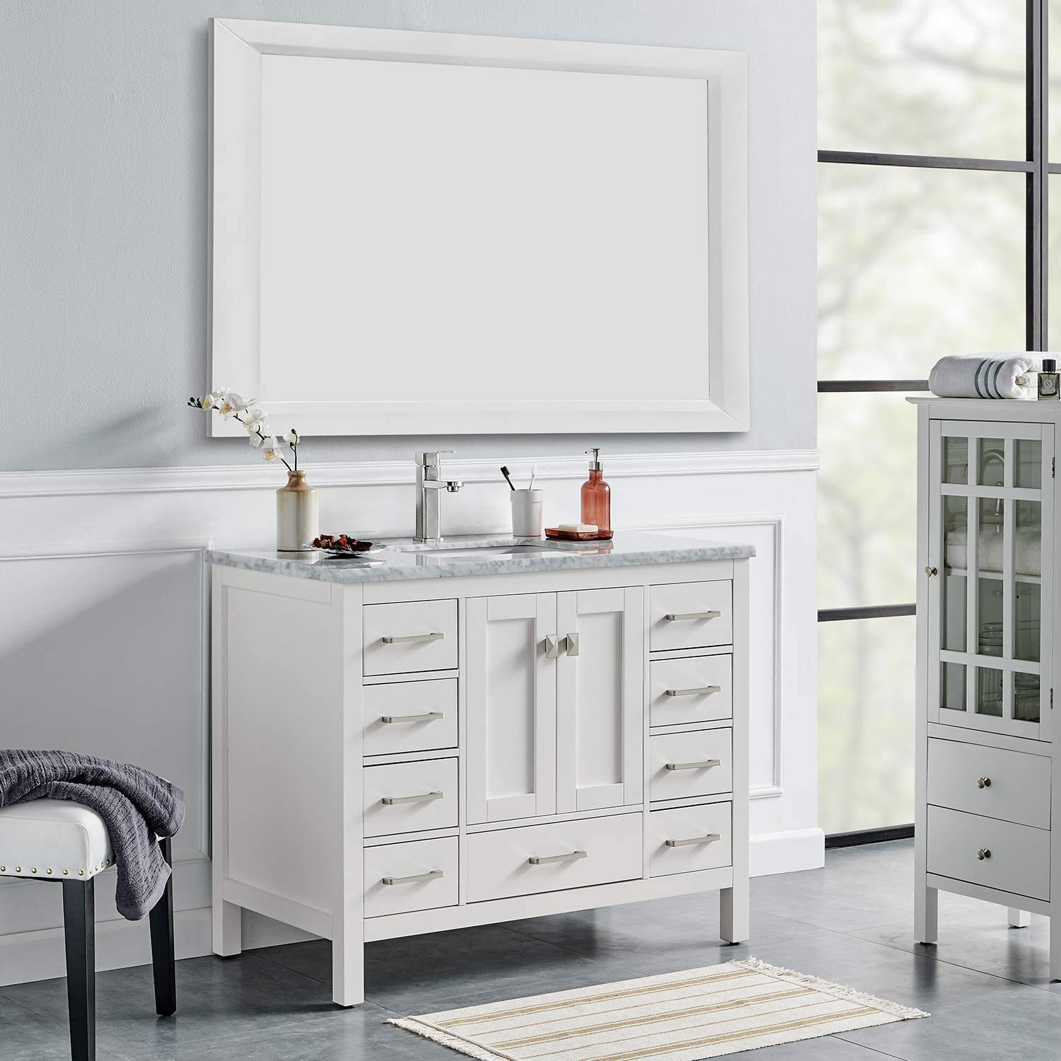 Luxury 36 Inch White Bathroom Vanity with Sink Top - Modern Freestanding Vanity Cabinet with Functional Storage - Perfect for Master Bathrooms, Guest Baths & Small Space Remodels