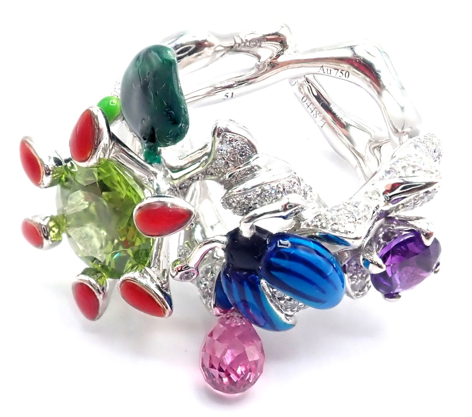 Christian Dior Milly Carnivora Epinosa 18K Gold Diamond Peridot Tourmaline Ring - Luxury Jewelry for Women, Perfect for Weddings, Anniversaries & Special Occasions