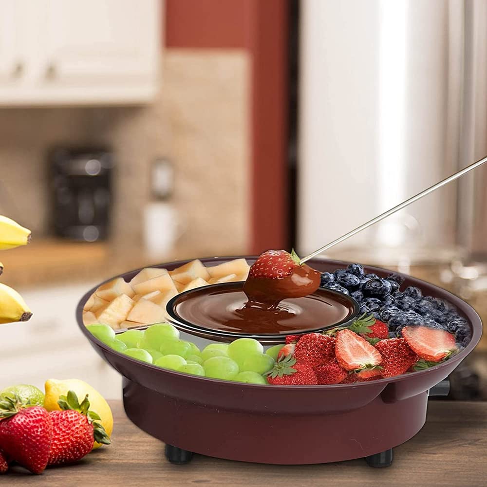 BE-STRONG Mini Chocolate Fondue Set - 3 Compartment Hot Pot for Cheese, Chocolate & Meat - Perfect for Parties, Desserts & Romantic Dinners