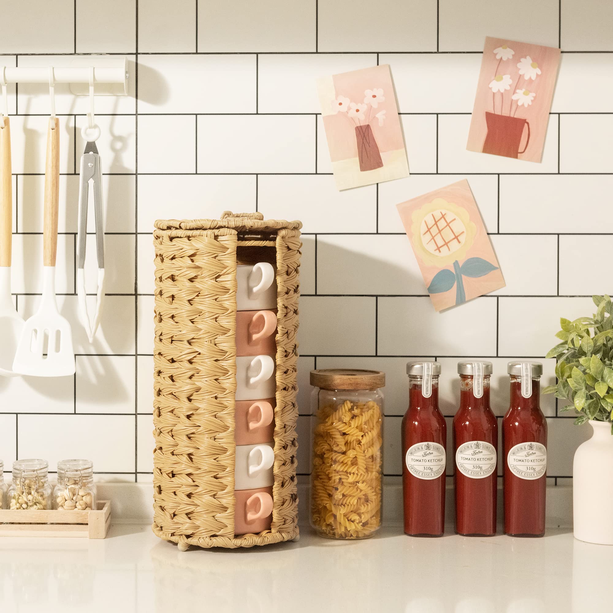 GRANNY SAYS Wicker Toilet Paper Holder - Free Standing Bathroom Tissue Roll Stand for 3 Rolls, Decorative Wicker Toilet Roll Organizer with Sturdy Base - Perfect for Farmhouse, Rustic, or Boho Style Bathrooms